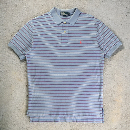 Polo Ralph Lauren Light Blue & Pink Stripe Polo T-shirt