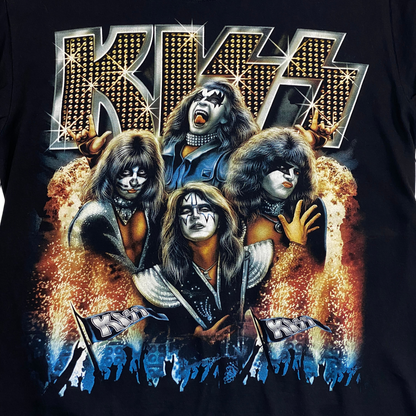 Digg It Thrift & Vintage black Rock Chang t-shirt featuring a vibrant KISS band graphic with pyrotechnics