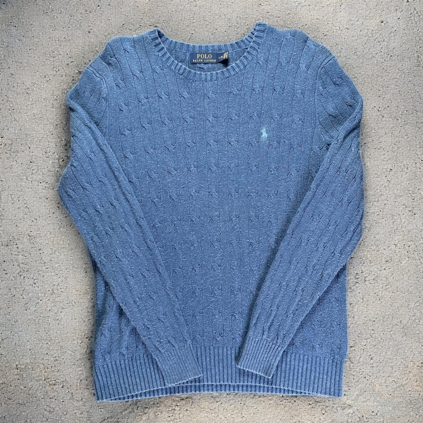 Polo Ralph Lauren Cable-Knit Cotton Navy Blue Sweater