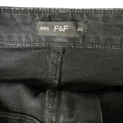 F&F High-Waisted Black Denim Midi Skirt