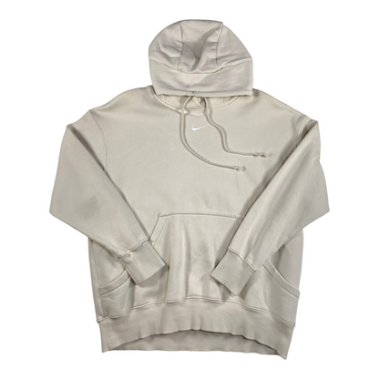 Digg It Thrift & Vintage cream Nike oversized pullover hoodie with a small center swoosh logo and front kangaroo pocket