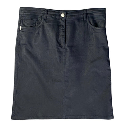 Caroll Paris Coated Denim Midi Black Skirt
