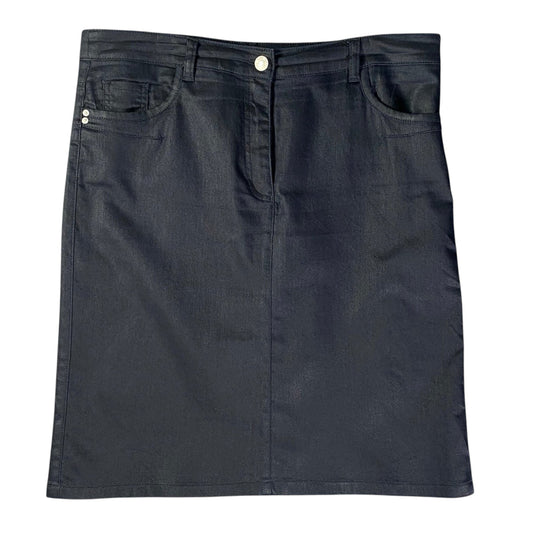 Caroll Paris Coated Denim Midi Black Skirt
