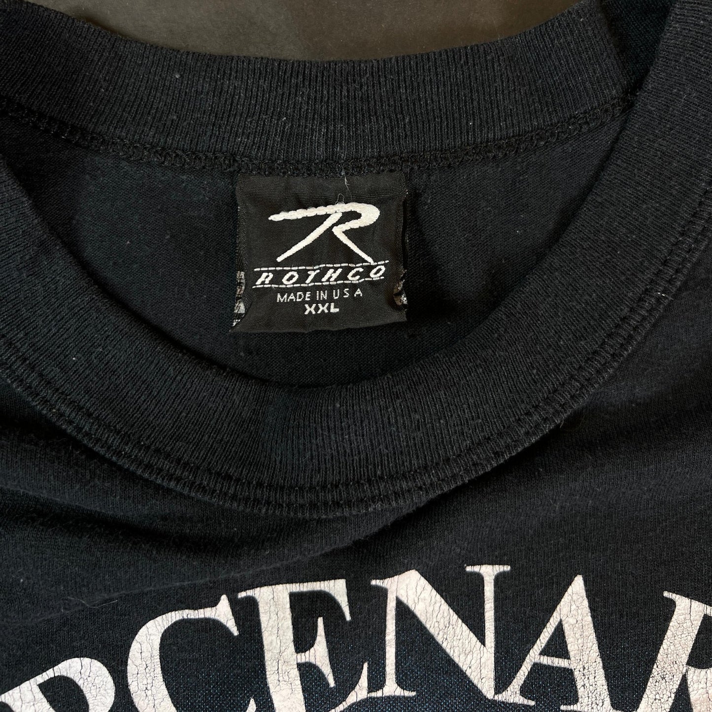 Vintage 1988 Mercenaries Never Die Skull Black T-shirt