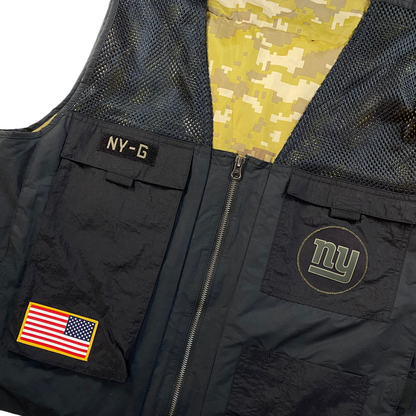 Digg It Thrift & Vintage Nike NFL New York Giants Salute to Service camo tactical vest with American flag patch