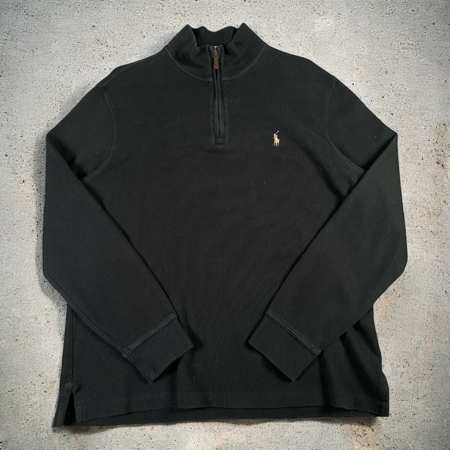 Polo Ralph Lauren Estate Rib Quarter-Zip Black Long Sleeve Sweater