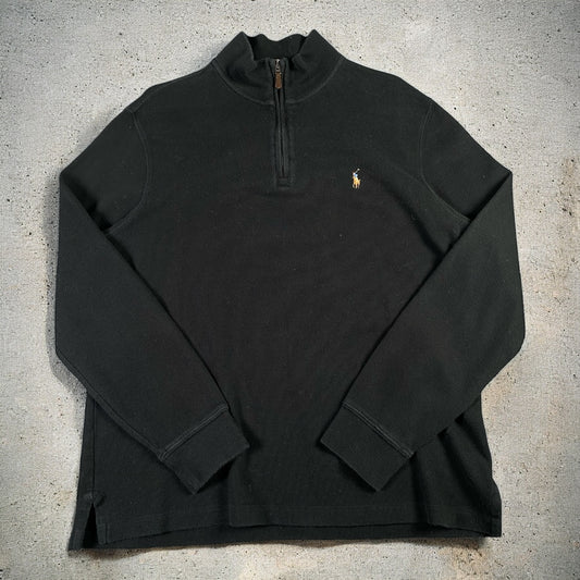 Polo Ralph Lauren Estate Rib Quarter-Zip Black Long Sleeve Sweater