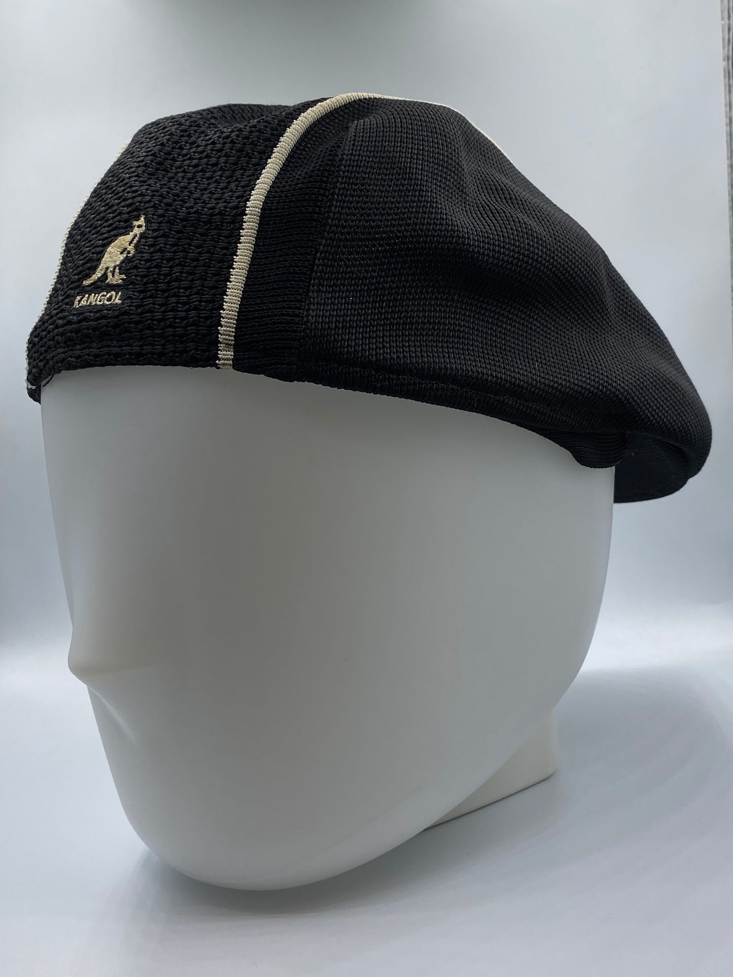 Vintage Black/White Striped Kangol Ventair Flat Cap