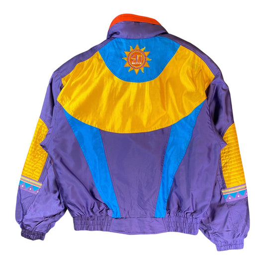 90s Descente High Neck Neon Geometric Graphic Multicolor Ski Coat