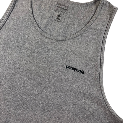 Digg It Thrift & Vintage Patagonia heather grey tank top with black logo, size 2XL fitting like a large
