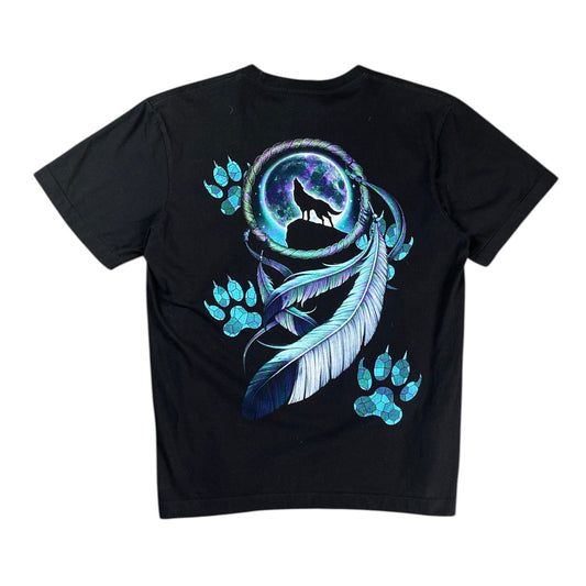 Rock Eagle Mystic Moon Wolf Dreamcatcher Black Tee