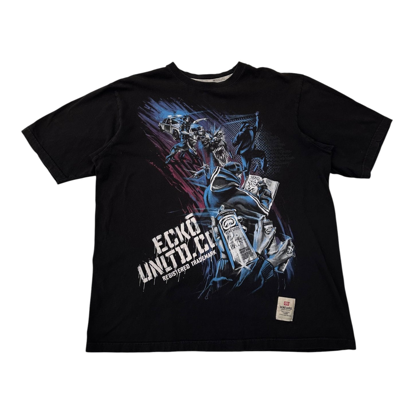 Vintage Y2K Ecko Unltd Graffiti Spray Paint Graphic Black T-shirt