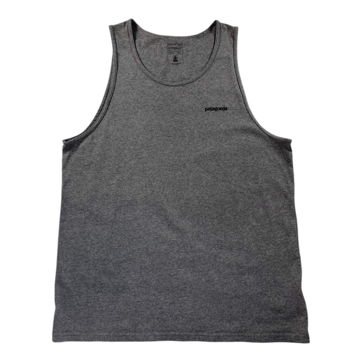 Digg It Thrift & Vintage Patagonia heather grey tank top with small chest logo, size 2XL fitting like a large