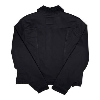 Digg It Thrift & Vintage Levi's black denim trucker jacket with sherpa lining, back view