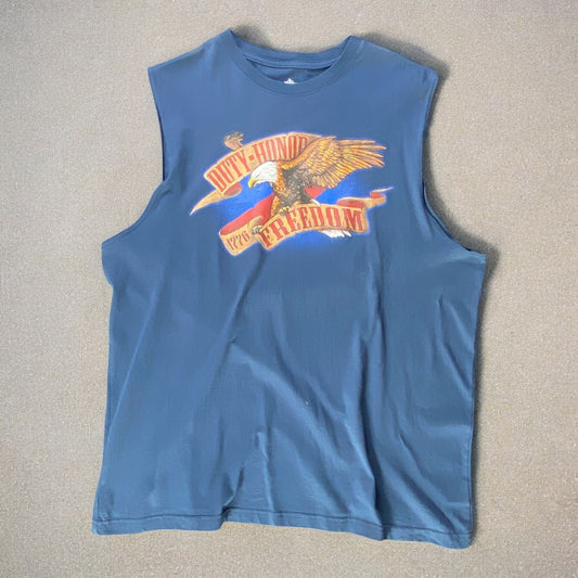 Duty Honor Freedom Navy Blue Sleeveless T-shirt