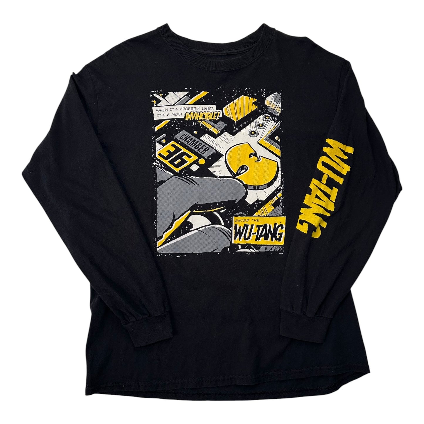 Wu-Tang Clan Comic Book "Invincible" Long Sleeve Graphic Black T-shirt