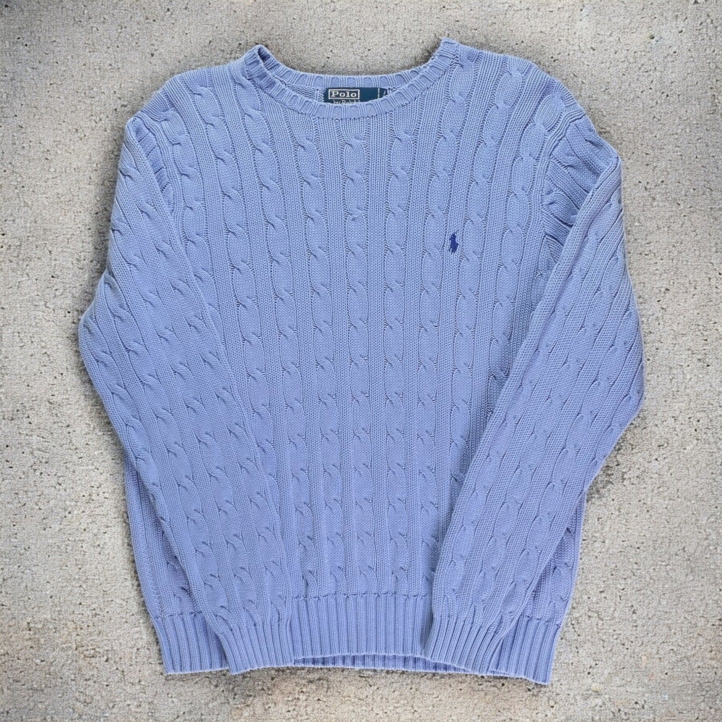 Polo Ralph Lauren Cable-Knit Cotton Light Blue Sweater