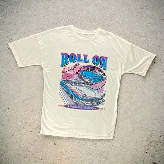 Roll On Down The Highway White Tee