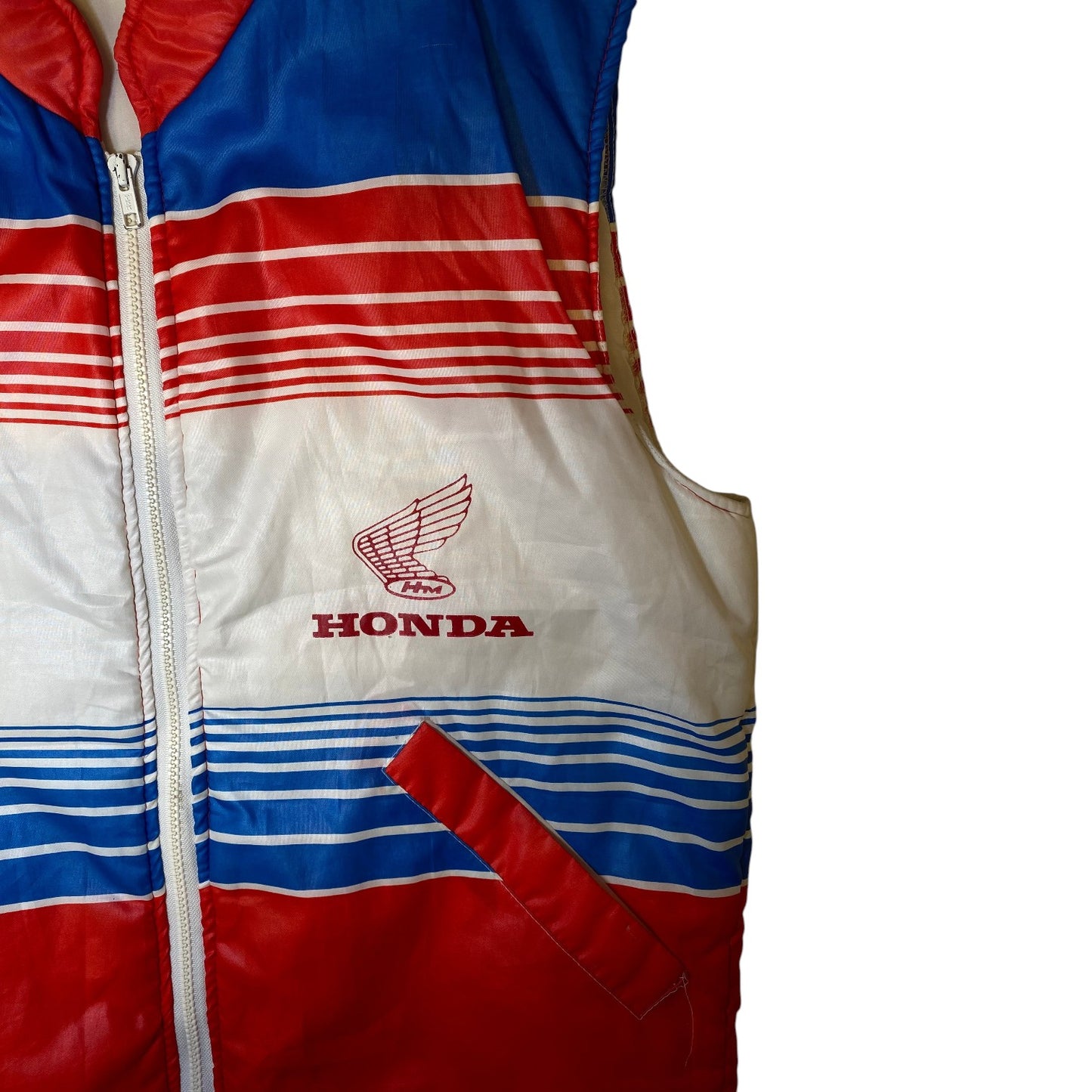 Vintage Honda Red Blue Multi Puffer Vest