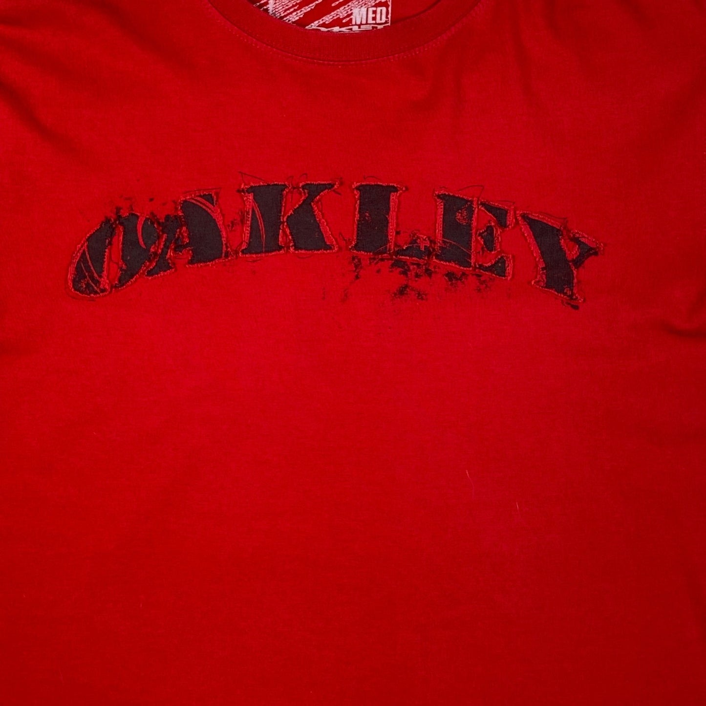 Oakley Distressed Spellout Red T-Shirt