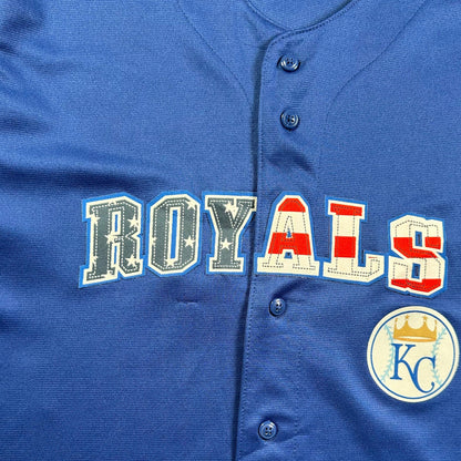 Majestic MLB Kansas City Royals Stars and Stripes Blue Jersey