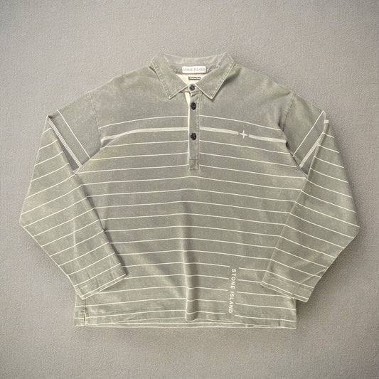 Stone Island Stripes Long Sleeve Polo T-shirt