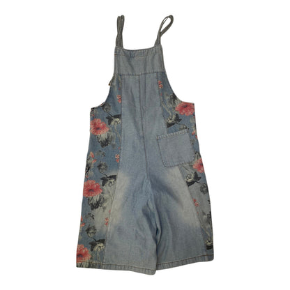 Floral Light Denim Wide Leg Overalls