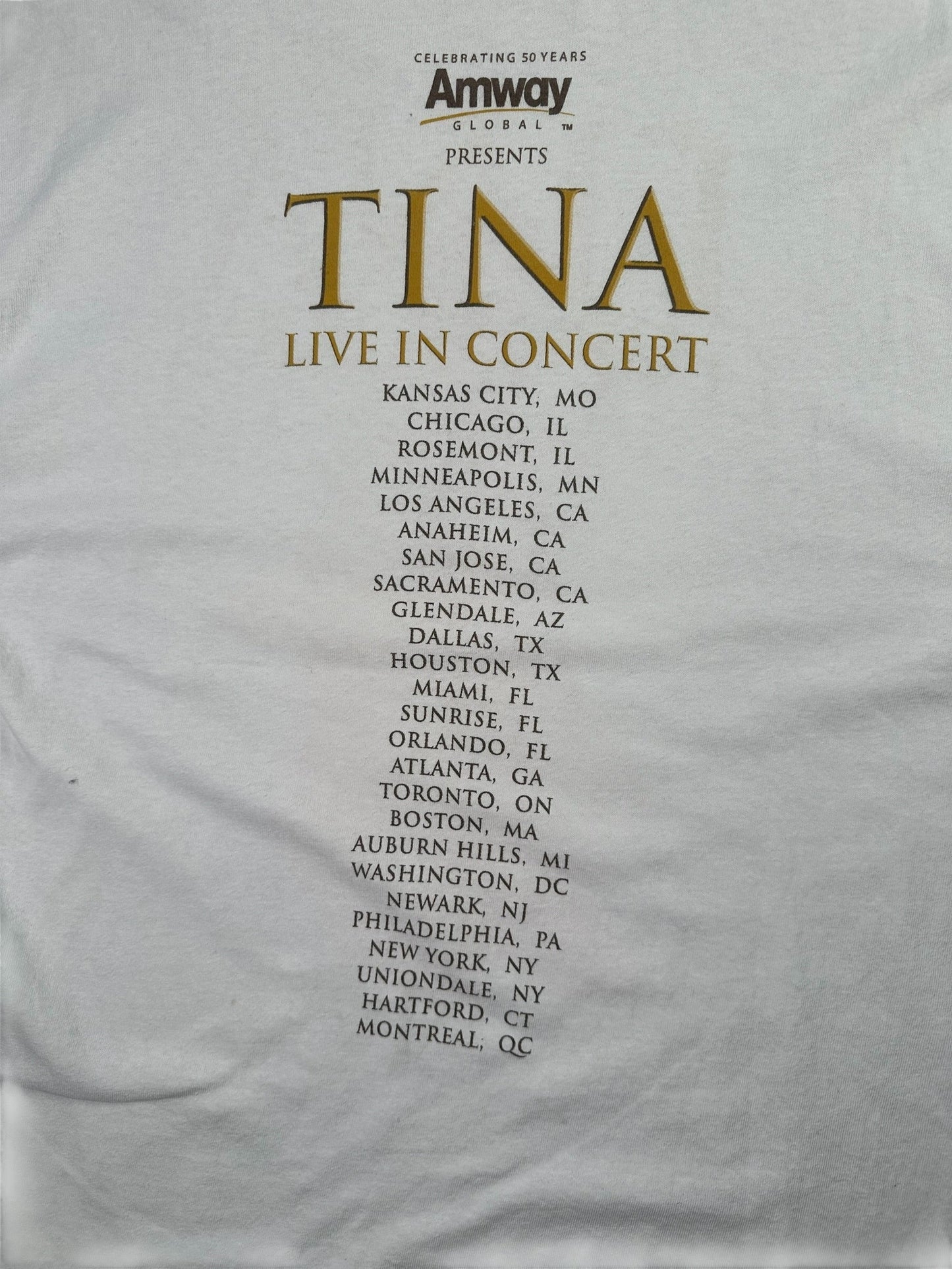 2008 Tina Turner Live in Concert Tour White Tee