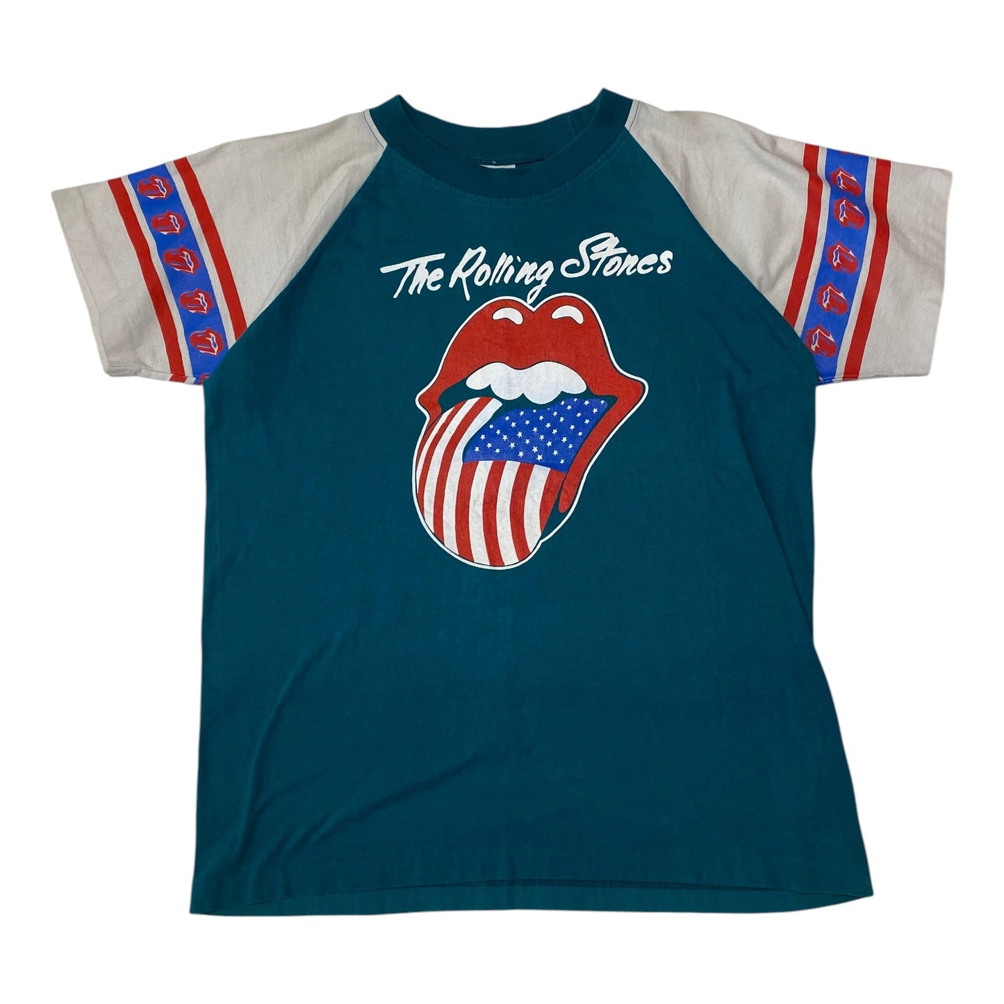 Vintage The Rolling Stones American Flag Tongue Raglan Tee