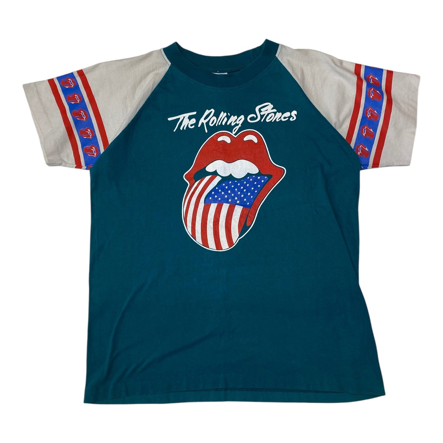 Vintage The Rolling Stones American Flag Tongue Raglan Tee