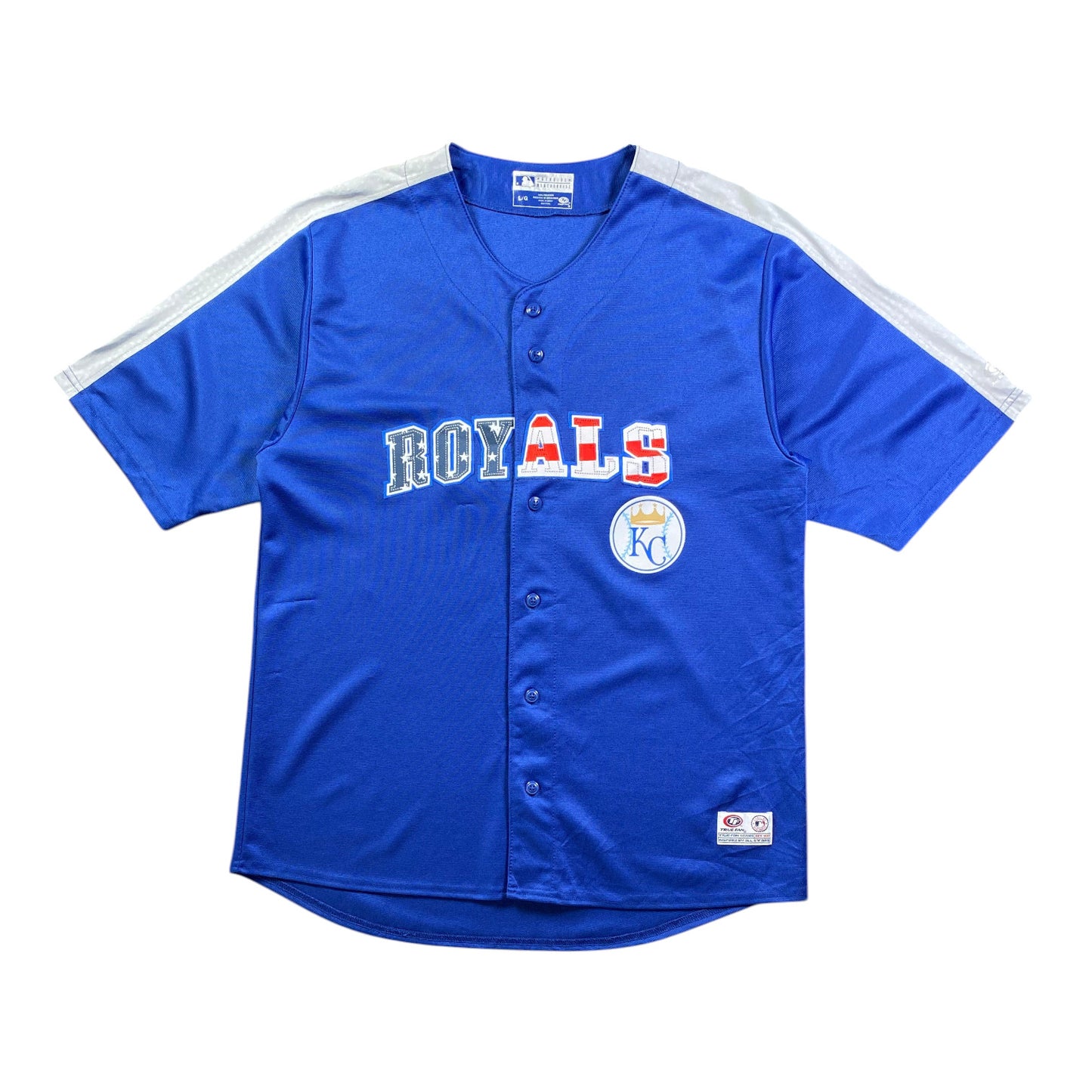 Majestic MLB Kansas City Royals Stars and Stripes Blue Jersey