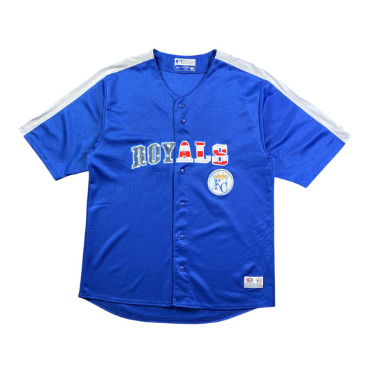 Majestic MLB Kansas City Royals Stars and Stripes Blue Jersey
