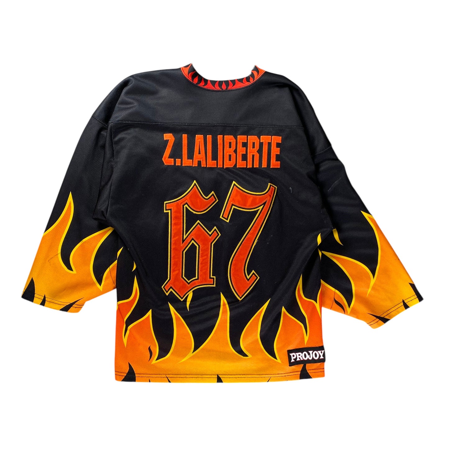Projoy Laliberté Flame Graphic Black and Orange Hockey Jersey