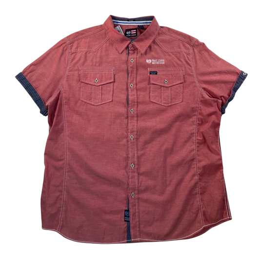 Digg It Thrift & Vintage coral red Phat Farm short sleeve western button down shirt with dual chest pockets
