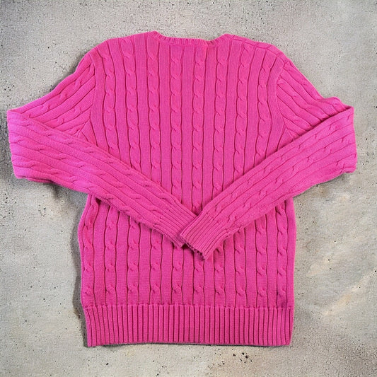 Polo Ralph Lauren Pink Cable-Knit V-neck Sweater