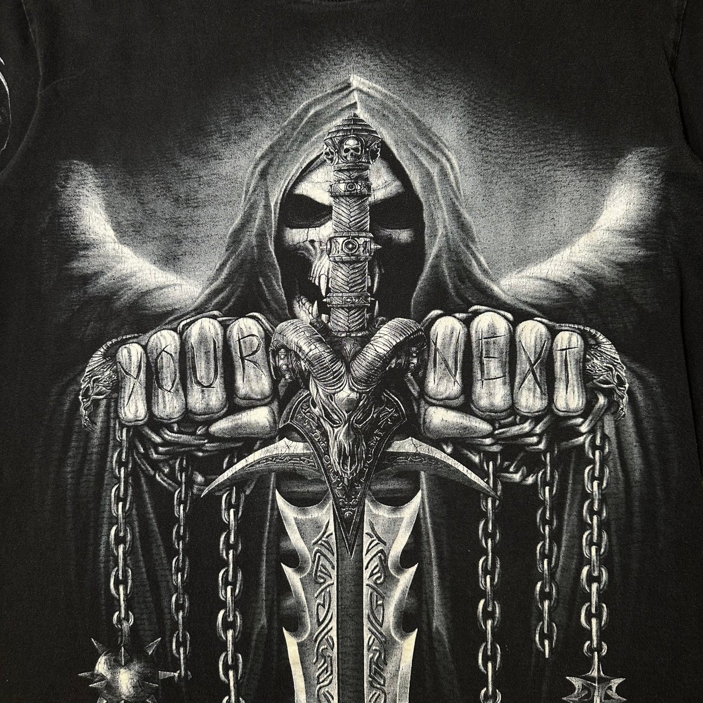 Vintage Grim Reaper "You're Next" Graphic Black T-shirt
