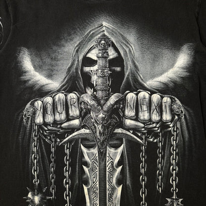 Vintage Grim Reaper "You're Next" Graphic Black T-shirt