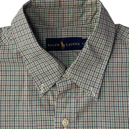 Ralph Lauren Green & Navy Checkered Pattern Button Down Shirt