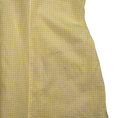 Digg It Thrift & Vintage yellow gingham western shirt fabric detail showing a small stain on the cotton material