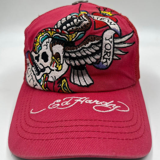 Ed Hardy NYC Eagle Skull Red Trucker Cap