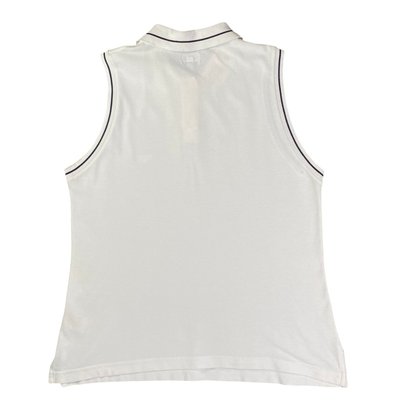 Armani Jeans Tipped Sleeveless White Polo T-shirt