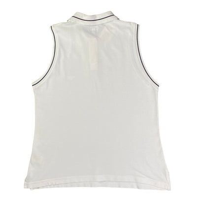 Armani Jeans Tipped Sleeveless White Polo T-shirt