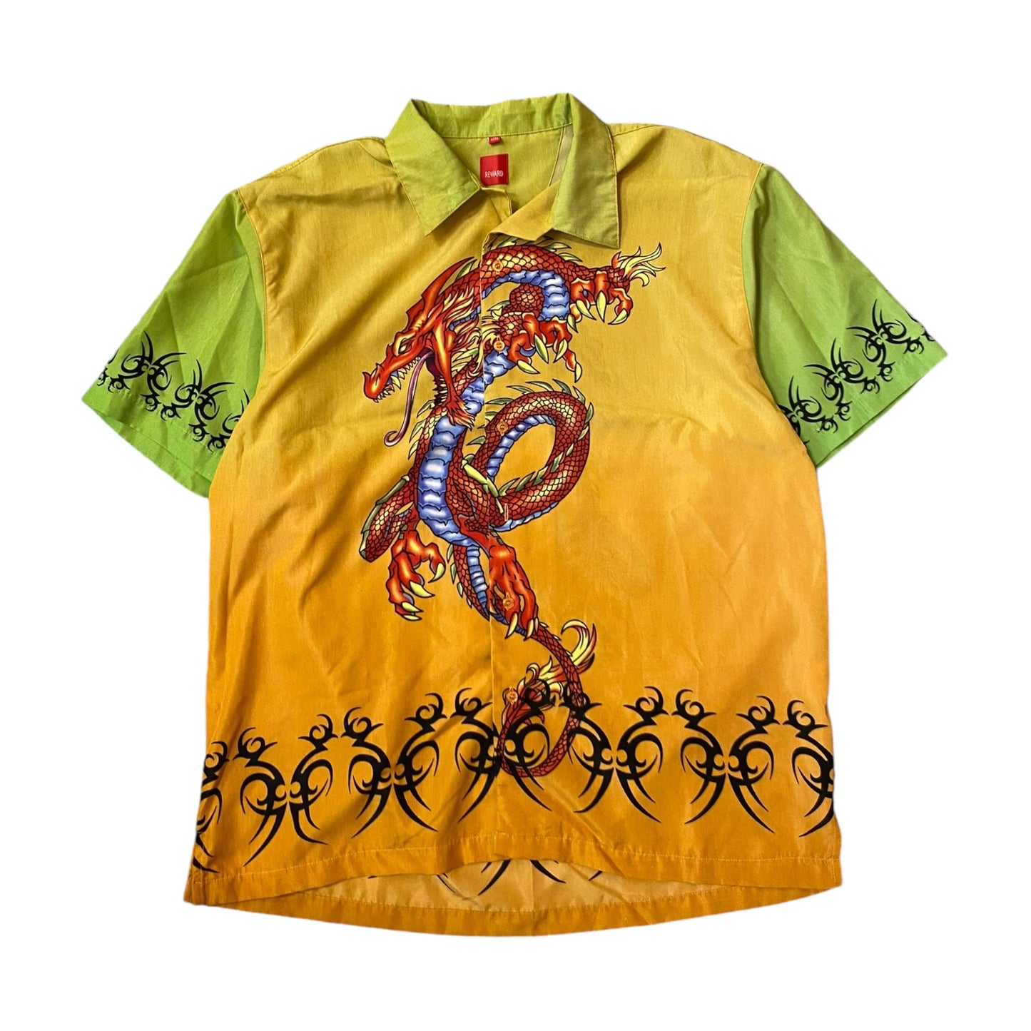 Vintage Dragon/Sigils Graphic Button-up T-Shirt