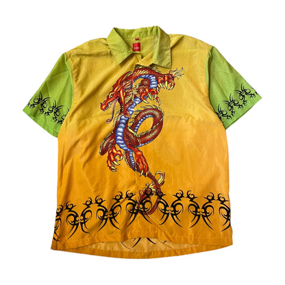 Vintage Dragon/Sigils Graphic Button-up T-Shirt