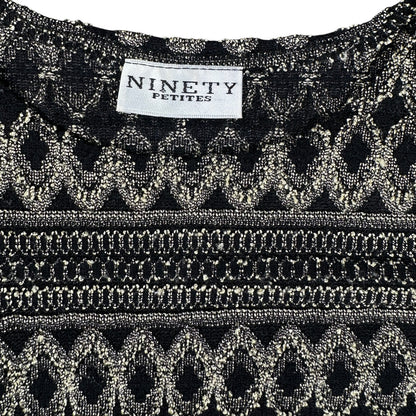 Ninety Petites Metallic Geometric Black T-shirt