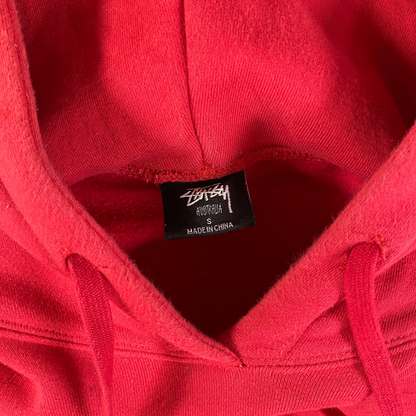 Digg It Thrift & Vintage red Stüssy Australia pullover hoodie with size small neck label