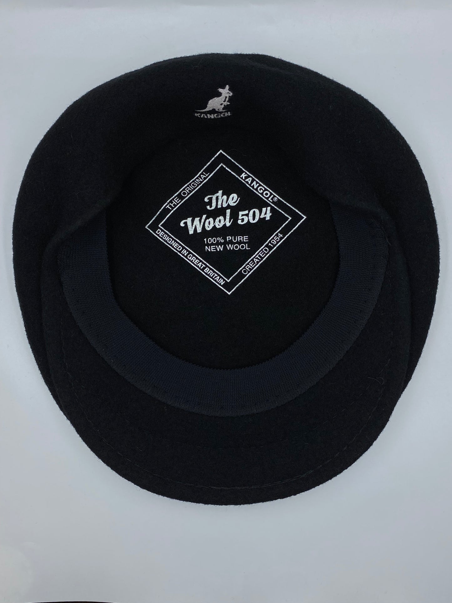 Vintage Black Kangol Wool 504 Earlap Flat Cap