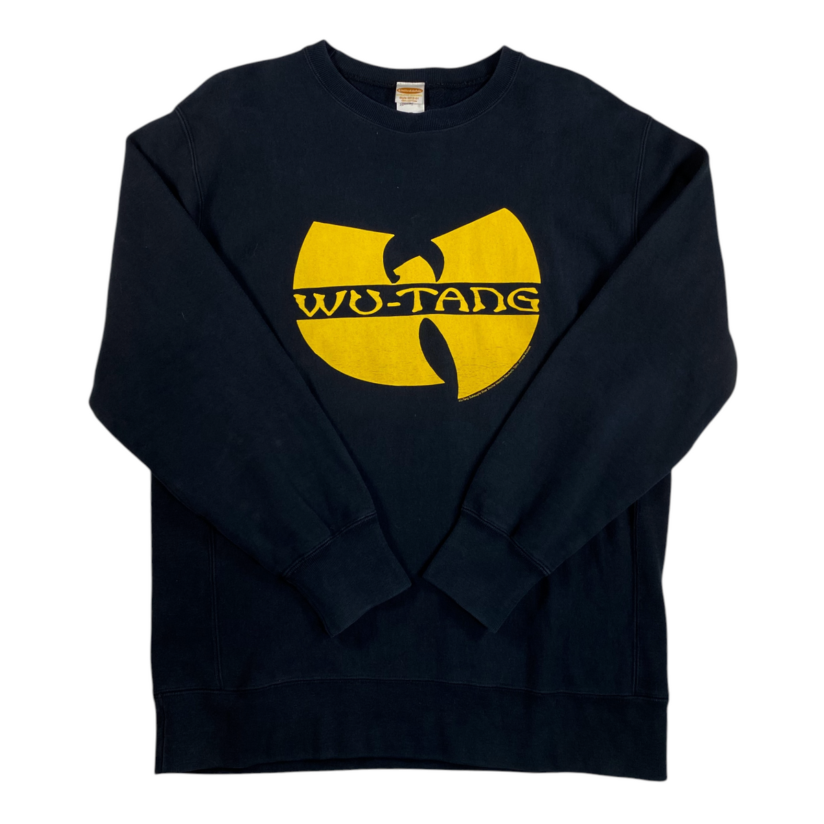 Digg It Thrift & Vintage black crewneck sweatshirt featuring the iconic yellow Wu-Tang Clan bat logo graphic