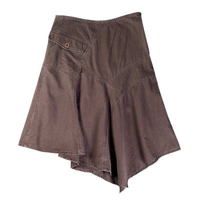 Red Herring Asymmetrical Panel Button Detail Mini Brown Skirt