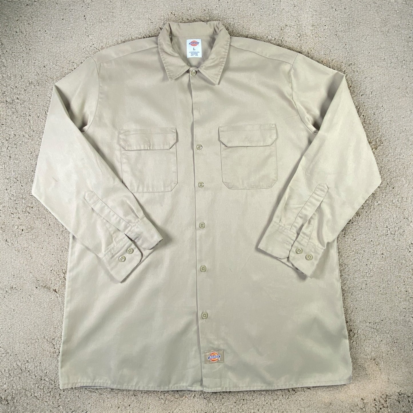 Dickies Beige Button Up Long Sleeve Shirt